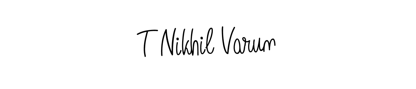 Also we have T Nikhil Varun name is the best signature style. Create professional handwritten signature collection using Angelique-Rose-font-FFP autograph style. T Nikhil Varun signature style 5 images and pictures png