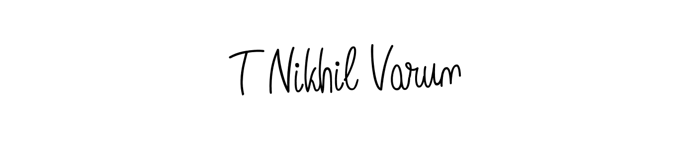 Create a beautiful signature design for name T Nikhil Varun. With this signature (Angelique-Rose-font-FFP) fonts, you can make a handwritten signature for free. T Nikhil Varun signature style 5 images and pictures png