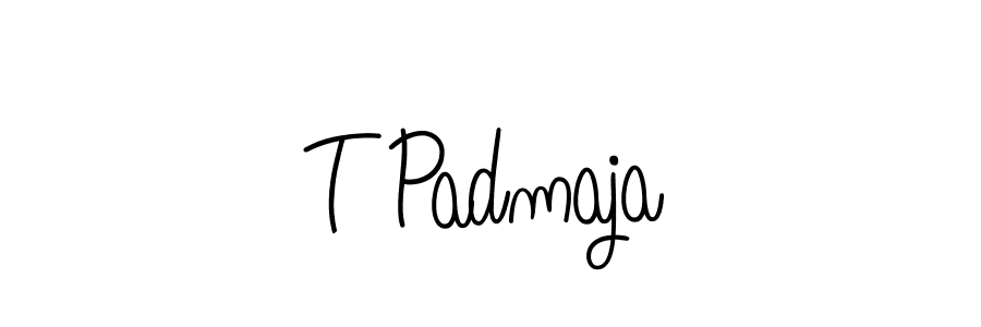 The best way (Angelique-Rose-font-FFP) to make a short signature is to pick only two or three words in your name. The name T Padmaja include a total of six letters. For converting this name. T Padmaja signature style 5 images and pictures png