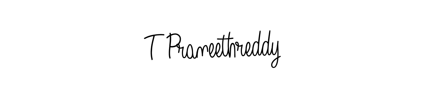 Create a beautiful signature design for name T Praneethreddy. With this signature (Angelique-Rose-font-FFP) fonts, you can make a handwritten signature for free. T Praneethreddy signature style 5 images and pictures png