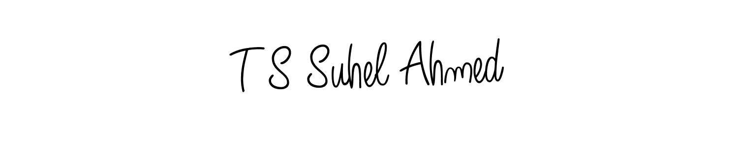Make a beautiful signature design for name T S Suhel Ahmed. With this signature (Angelique-Rose-font-FFP) style, you can create a handwritten signature for free. T S Suhel Ahmed signature style 5 images and pictures png