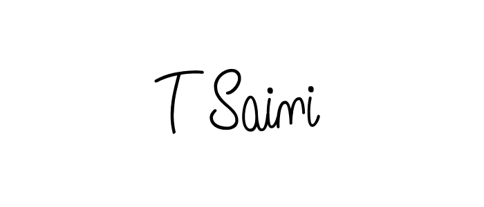 Make a beautiful signature design for name T Saini. With this signature (Angelique-Rose-font-FFP) style, you can create a handwritten signature for free. T Saini signature style 5 images and pictures png