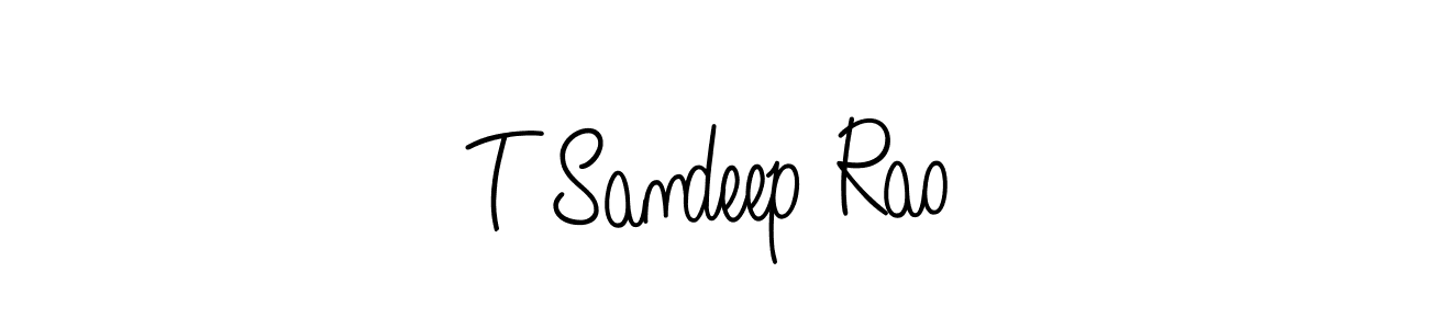 The best way (Angelique-Rose-font-FFP) to make a short signature is to pick only two or three words in your name. The name T Sandeep Rao include a total of six letters. For converting this name. T Sandeep Rao signature style 5 images and pictures png