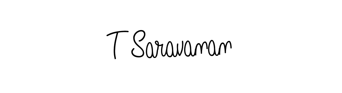 You should practise on your own different ways (Angelique-Rose-font-FFP) to write your name (T Saravanan) in signature. don't let someone else do it for you. T Saravanan signature style 5 images and pictures png