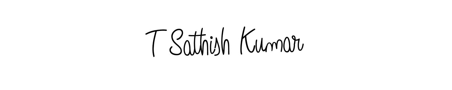 You should practise on your own different ways (Angelique-Rose-font-FFP) to write your name (T Sathish Kumar) in signature. don't let someone else do it for you. T Sathish Kumar signature style 5 images and pictures png