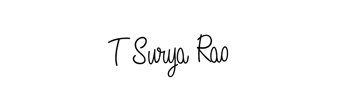 The best way (Angelique-Rose-font-FFP) to make a short signature is to pick only two or three words in your name. The name T Surya Rao include a total of six letters. For converting this name. T Surya Rao signature style 5 images and pictures png