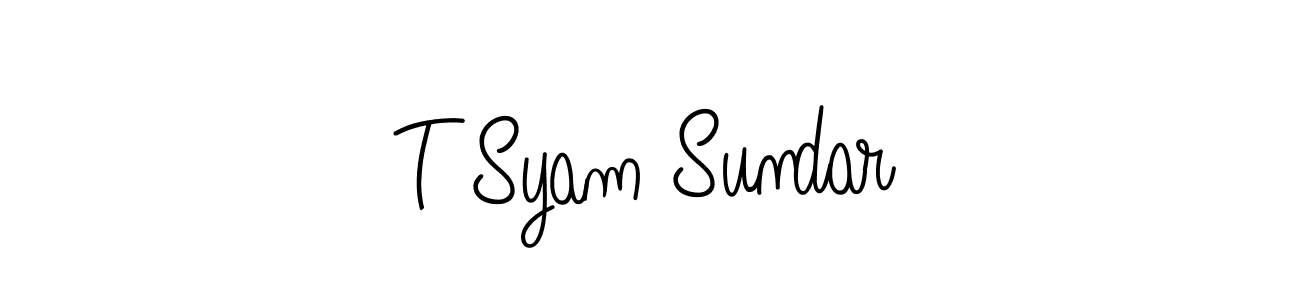 if you are searching for the best signature style for your name T Syam Sundar. so please give up your signature search. here we have designed multiple signature styles  using Angelique-Rose-font-FFP. T Syam Sundar signature style 5 images and pictures png