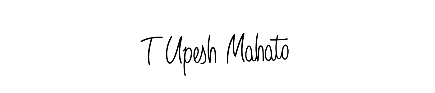 How to make T Upesh Mahato name signature. Use Angelique-Rose-font-FFP style for creating short signs online. This is the latest handwritten sign. T Upesh Mahato signature style 5 images and pictures png