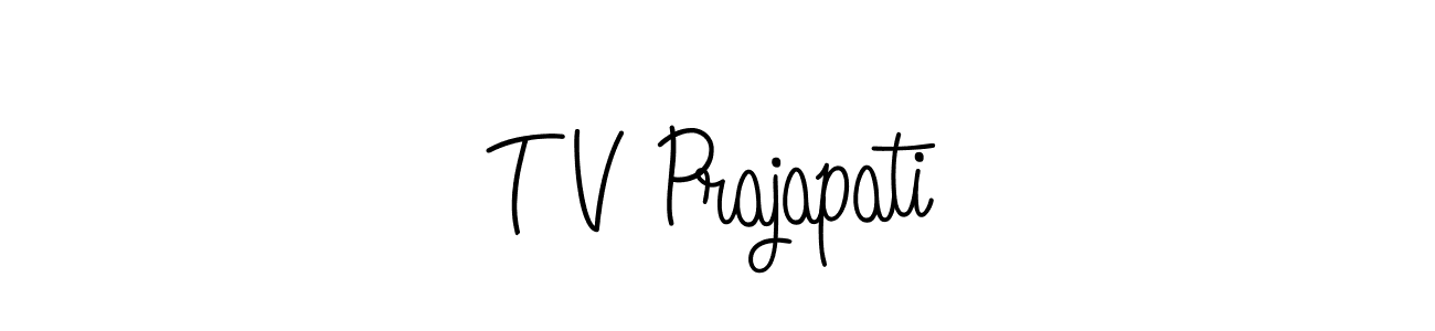 The best way (Angelique-Rose-font-FFP) to make a short signature is to pick only two or three words in your name. The name T V Prajapati include a total of six letters. For converting this name. T V Prajapati signature style 5 images and pictures png