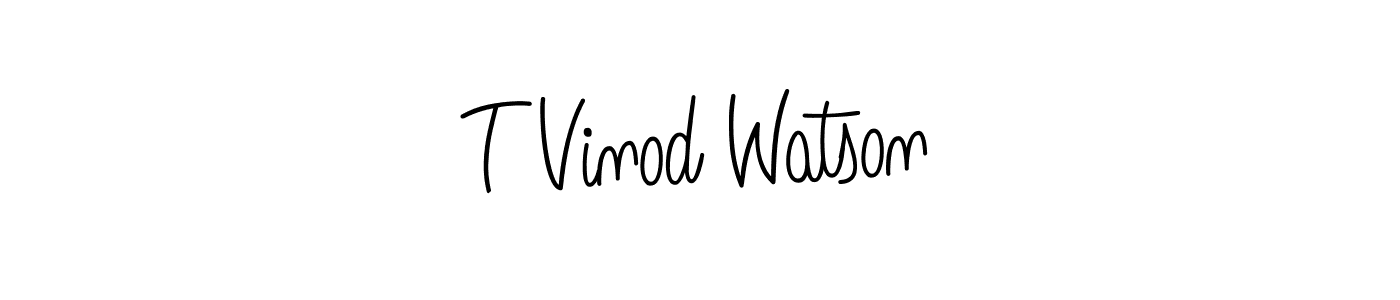 How to make T Vinod Watson name signature. Use Angelique-Rose-font-FFP style for creating short signs online. This is the latest handwritten sign. T Vinod Watson signature style 5 images and pictures png