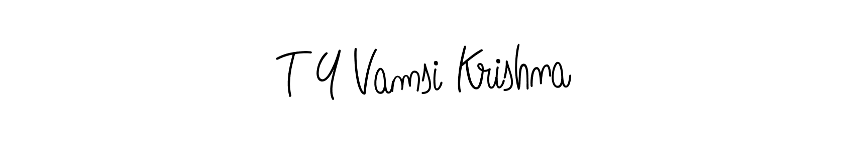 You should practise on your own different ways (Angelique-Rose-font-FFP) to write your name (T Y Vamsi Krishna) in signature. don't let someone else do it for you. T Y Vamsi Krishna signature style 5 images and pictures png