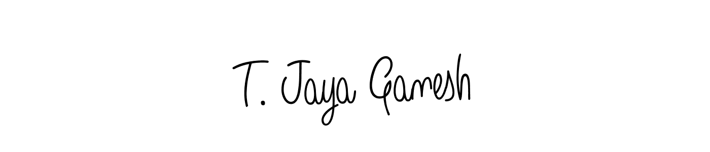 The best way (Angelique-Rose-font-FFP) to make a short signature is to pick only two or three words in your name. The name T. Jaya Ganesh include a total of six letters. For converting this name. T. Jaya Ganesh signature style 5 images and pictures png