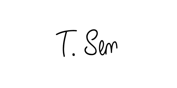 Make a beautiful signature design for name T. Sen. With this signature (Angelique-Rose-font-FFP) style, you can create a handwritten signature for free. T. Sen signature style 5 images and pictures png