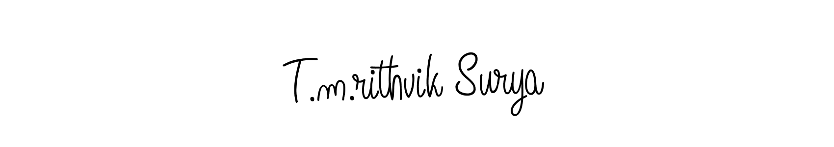 Also we have T.m.rithvik Surya name is the best signature style. Create professional handwritten signature collection using Angelique-Rose-font-FFP autograph style. T.m.rithvik Surya signature style 5 images and pictures png