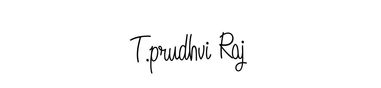 The best way (Angelique-Rose-font-FFP) to make a short signature is to pick only two or three words in your name. The name T.prudhvi Raj include a total of six letters. For converting this name. T.prudhvi Raj signature style 5 images and pictures png