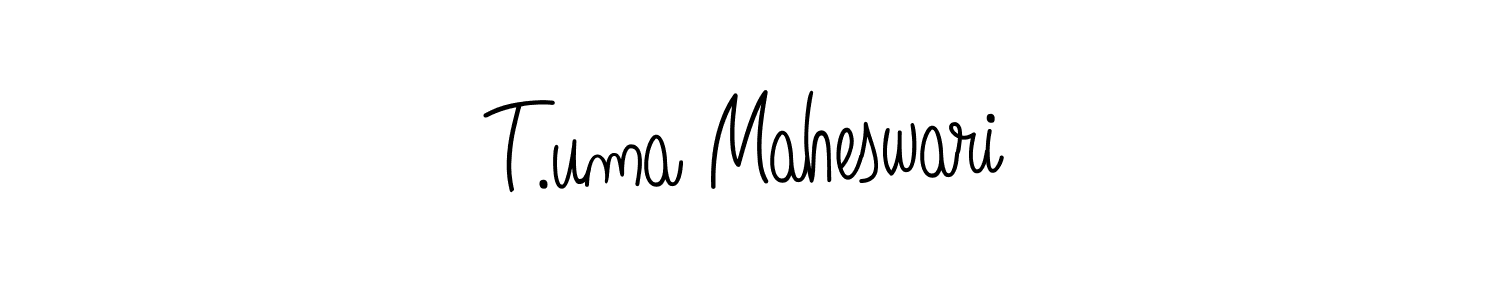 The best way (Angelique-Rose-font-FFP) to make a short signature is to pick only two or three words in your name. The name T.uma Maheswari include a total of six letters. For converting this name. T.uma Maheswari signature style 5 images and pictures png