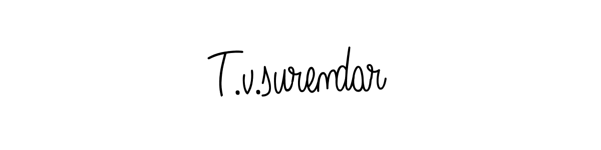 Make a beautiful signature design for name T.v.surendar. With this signature (Angelique-Rose-font-FFP) style, you can create a handwritten signature for free. T.v.surendar signature style 5 images and pictures png