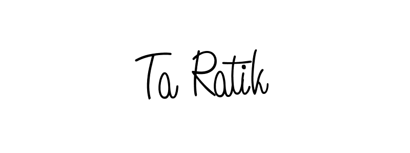 The best way (Angelique-Rose-font-FFP) to make a short signature is to pick only two or three words in your name. The name Ta Ratik include a total of six letters. For converting this name. Ta Ratik signature style 5 images and pictures png