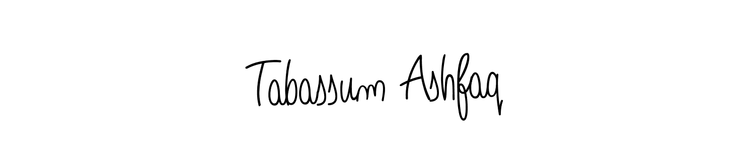 You should practise on your own different ways (Angelique-Rose-font-FFP) to write your name (Tabassum Ashfaq) in signature. don't let someone else do it for you. Tabassum Ashfaq signature style 5 images and pictures png