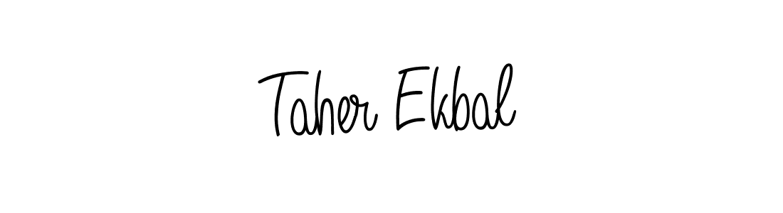 You should practise on your own different ways (Angelique-Rose-font-FFP) to write your name (Taher Ekbal) in signature. don't let someone else do it for you. Taher Ekbal signature style 5 images and pictures png