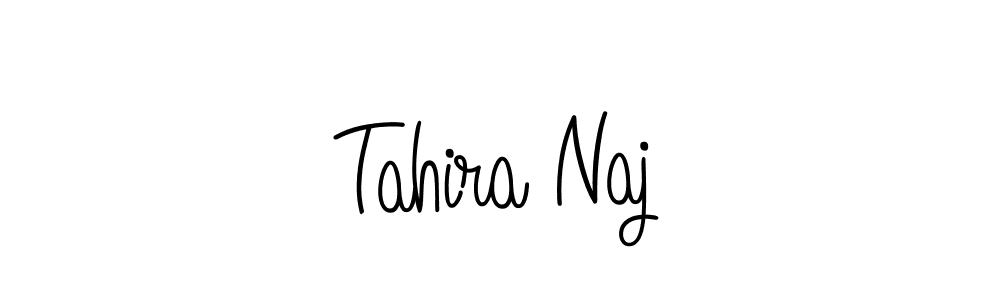 The best way (Angelique-Rose-font-FFP) to make a short signature is to pick only two or three words in your name. The name Tahira Naj include a total of six letters. For converting this name. Tahira Naj signature style 5 images and pictures png
