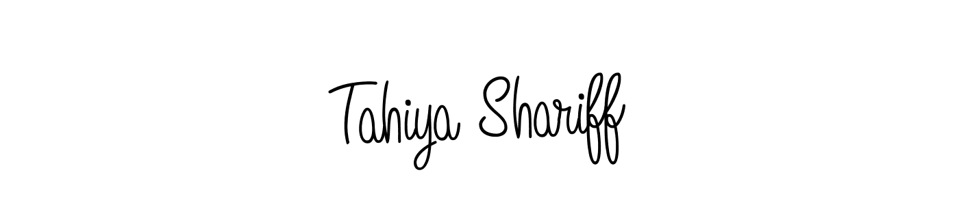Create a beautiful signature design for name Tahiya Shariff. With this signature (Angelique-Rose-font-FFP) fonts, you can make a handwritten signature for free. Tahiya Shariff signature style 5 images and pictures png