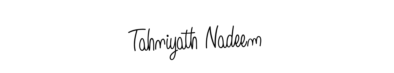 Make a short Tahniyath Nadeem signature style. Manage your documents anywhere anytime using Angelique-Rose-font-FFP. Create and add eSignatures, submit forms, share and send files easily. Tahniyath Nadeem signature style 5 images and pictures png