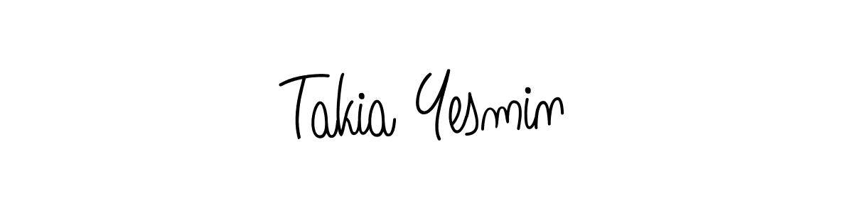 Takia Yesmin stylish signature style. Best Handwritten Sign (Angelique-Rose-font-FFP) for my name. Handwritten Signature Collection Ideas for my name Takia Yesmin. Takia Yesmin signature style 5 images and pictures png