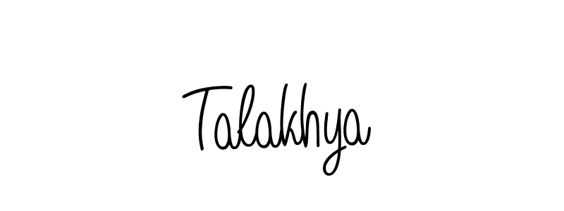 Use a signature maker to create a handwritten signature online. With this signature software, you can design (Angelique-Rose-font-FFP) your own signature for name Talakhya. Talakhya signature style 5 images and pictures png