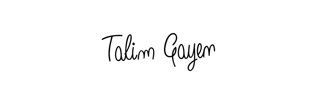 Use a signature maker to create a handwritten signature online. With this signature software, you can design (Angelique-Rose-font-FFP) your own signature for name Talim Gayen. Talim Gayen signature style 5 images and pictures png