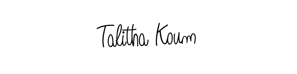 You should practise on your own different ways (Angelique-Rose-font-FFP) to write your name (Talitha Koum) in signature. don't let someone else do it for you. Talitha Koum signature style 5 images and pictures png