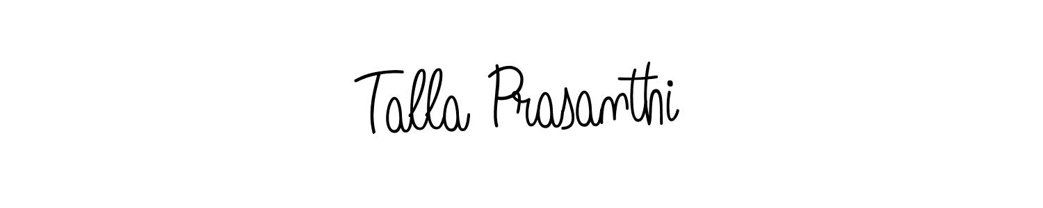 The best way (Angelique-Rose-font-FFP) to make a short signature is to pick only two or three words in your name. The name Talla Prasanthi include a total of six letters. For converting this name. Talla Prasanthi signature style 5 images and pictures png