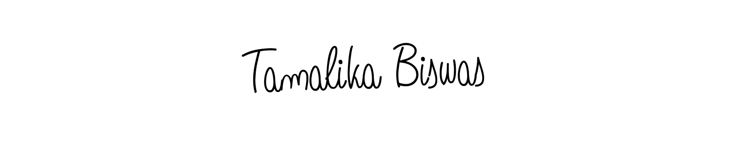 You should practise on your own different ways (Angelique-Rose-font-FFP) to write your name (Tamalika Biswas) in signature. don't let someone else do it for you. Tamalika Biswas signature style 5 images and pictures png
