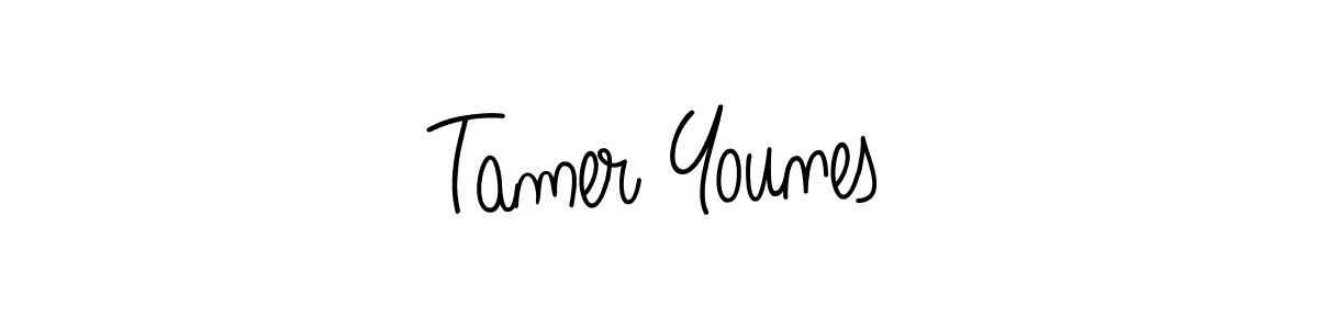 You should practise on your own different ways (Angelique-Rose-font-FFP) to write your name (Tamer Younes) in signature. don't let someone else do it for you. Tamer Younes signature style 5 images and pictures png