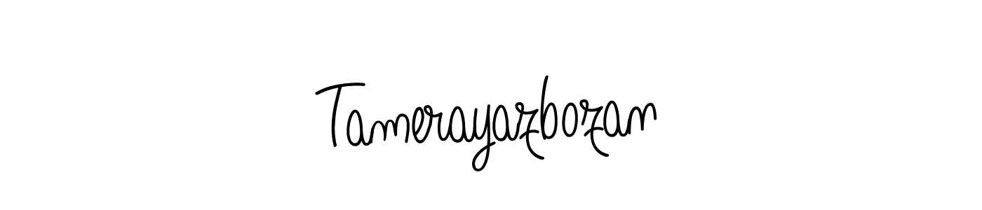 You should practise on your own different ways (Angelique-Rose-font-FFP) to write your name (Tamerayazbozan) in signature. don't let someone else do it for you. Tamerayazbozan signature style 5 images and pictures png