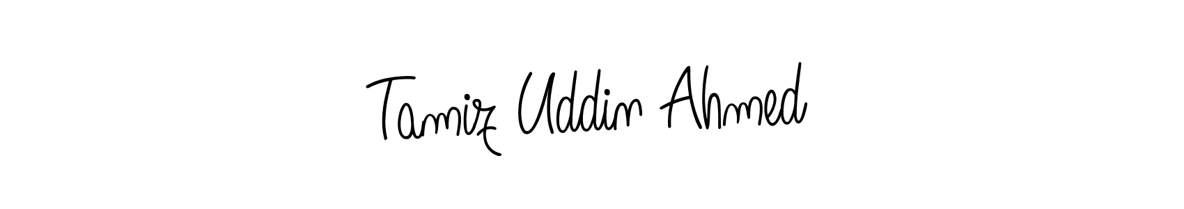 You should practise on your own different ways (Angelique-Rose-font-FFP) to write your name (Tamiz Uddin Ahmed) in signature. don't let someone else do it for you. Tamiz Uddin Ahmed signature style 5 images and pictures png