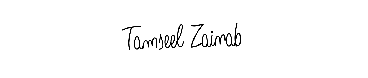 How to Draw Tamseel Zainab signature style? Angelique-Rose-font-FFP is a latest design signature styles for name Tamseel Zainab. Tamseel Zainab signature style 5 images and pictures png