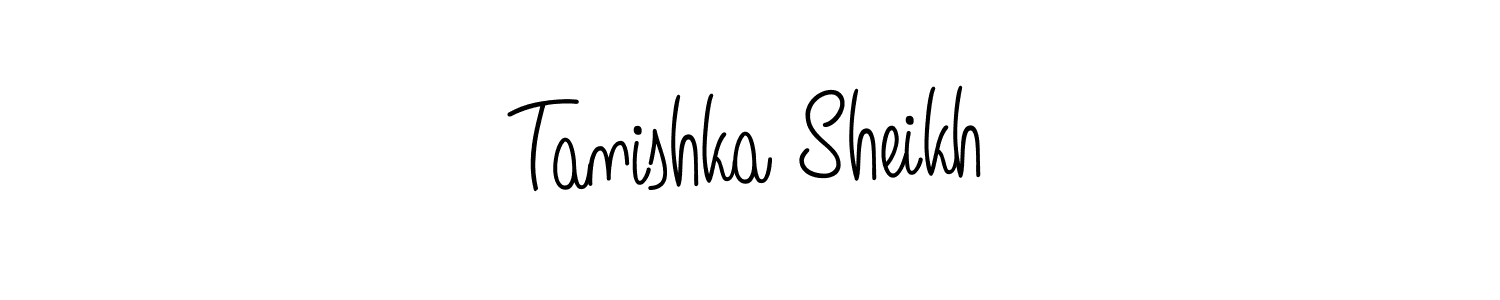 Make a beautiful signature design for name Tanishka Sheikh. With this signature (Angelique-Rose-font-FFP) style, you can create a handwritten signature for free. Tanishka Sheikh signature style 5 images and pictures png