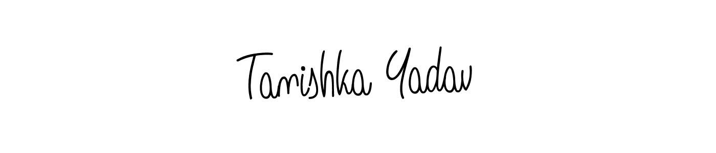 The best way (Angelique-Rose-font-FFP) to make a short signature is to pick only two or three words in your name. The name Tanishka Yadav include a total of six letters. For converting this name. Tanishka Yadav signature style 5 images and pictures png