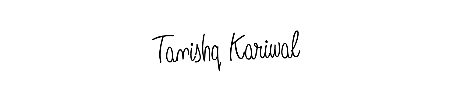 You should practise on your own different ways (Angelique-Rose-font-FFP) to write your name (Tanishq Kariwal) in signature. don't let someone else do it for you. Tanishq Kariwal signature style 5 images and pictures png