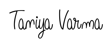 You should practise on your own different ways (Angelique-Rose-font-FFP) to write your name (Taniya Varma) in signature. Don't let someone else do it for you. Taniya Varma signature style 5 images and pictures png