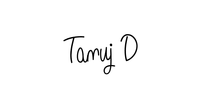 How to make Tanuj D name signature. Use Angelique-Rose-font-FFP style for creating short signs online. This is the latest handwritten sign. Tanuj D signature style 5 images and pictures png