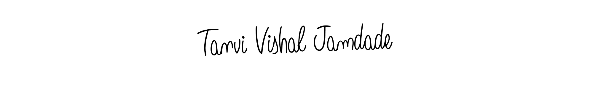 You should practise on your own different ways (Angelique-Rose-font-FFP) to write your name (Tanvi Vishal Jamdade) in signature. don't let someone else do it for you. Tanvi Vishal Jamdade signature style 5 images and pictures png