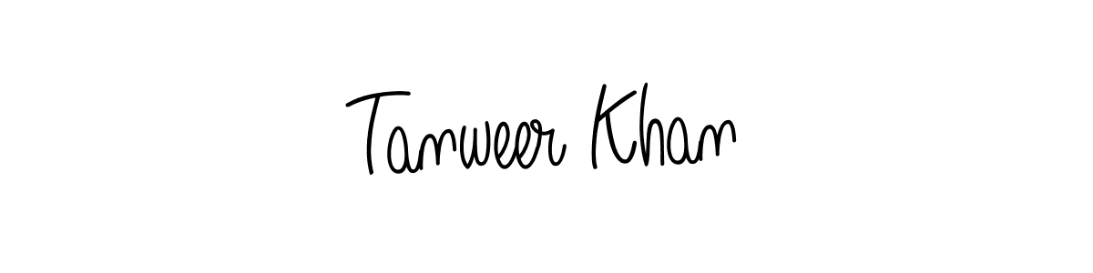 You should practise on your own different ways (Angelique-Rose-font-FFP) to write your name (Tanweer Khan) in signature. don't let someone else do it for you. Tanweer Khan signature style 5 images and pictures png