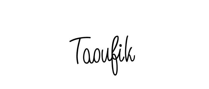 You should practise on your own different ways (Angelique-Rose-font-FFP) to write your name (Taoufik) in signature. don't let someone else do it for you. Taoufik signature style 5 images and pictures png