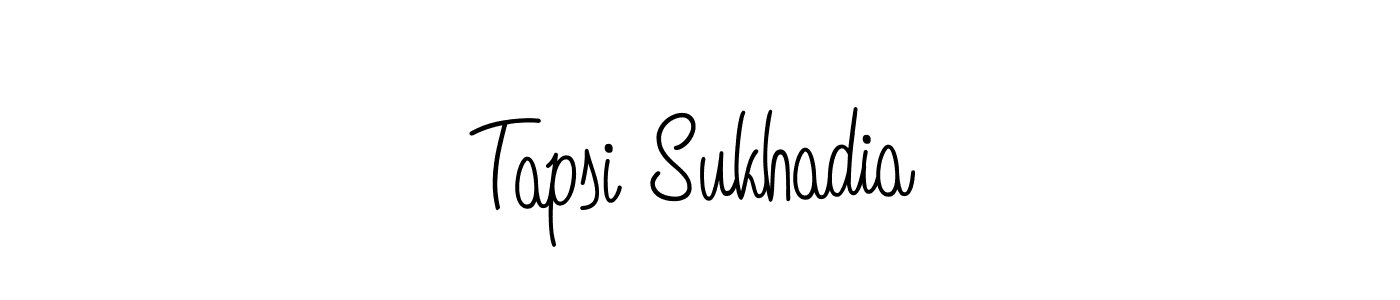 The best way (Angelique-Rose-font-FFP) to make a short signature is to pick only two or three words in your name. The name Tapsi Sukhadia include a total of six letters. For converting this name. Tapsi Sukhadia signature style 5 images and pictures png