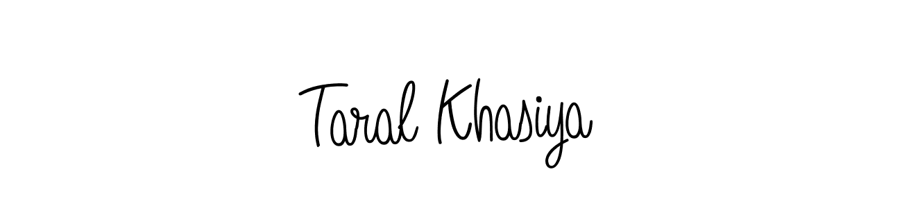 Make a beautiful signature design for name Taral Khasiya. With this signature (Angelique-Rose-font-FFP) style, you can create a handwritten signature for free. Taral Khasiya signature style 5 images and pictures png