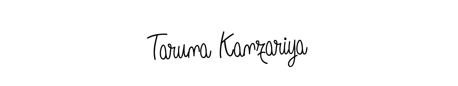 Make a beautiful signature design for name Taruna Kanzariya. With this signature (Angelique-Rose-font-FFP) style, you can create a handwritten signature for free. Taruna Kanzariya signature style 5 images and pictures png