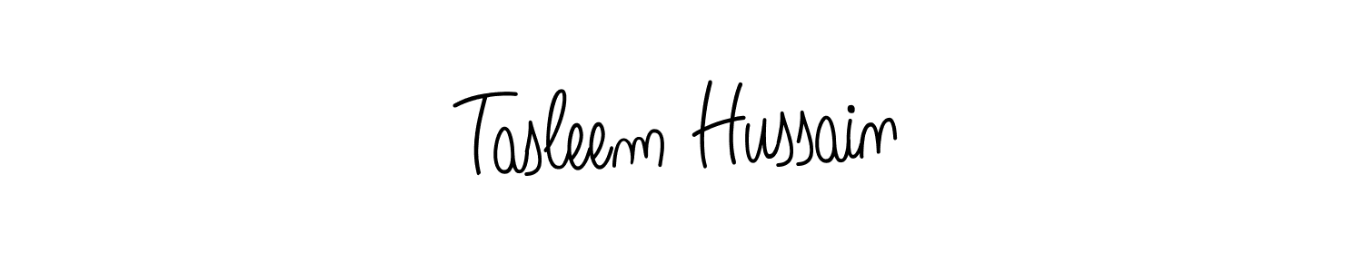 Make a beautiful signature design for name Tasleem Hussain. With this signature (Angelique-Rose-font-FFP) style, you can create a handwritten signature for free. Tasleem Hussain signature style 5 images and pictures png