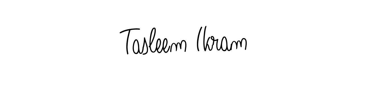 You should practise on your own different ways (Angelique-Rose-font-FFP) to write your name (Tasleem Ikram) in signature. don't let someone else do it for you. Tasleem Ikram signature style 5 images and pictures png